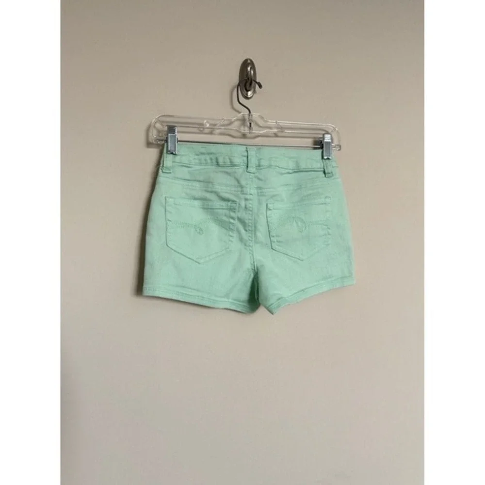 Justice Girls Mint Green Denim Shorts Size 14S Slim Stretch 5-Pocket Summer